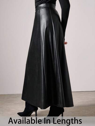 SHEIN Tall CURVE Falda A-Line de unicolor casual de talla grande, otoño