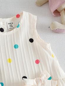 SHEIN 2pcs/Set Baby Girl Casual Cute Bow Sleeveless Top And Pants Set - Pink - View 5