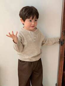 DAZY Sweater Lengan Panjang 2 in 1 Warna Kontras untuk Bayi Laki-laki, Musim Gugur/Musim Dingin untuk Balita - Aprikot - View 4