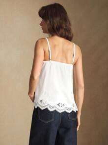 BizChic Women's Lace Collar Decor Camisole Top, Versatile For Urban Commute, Business Casual, Party, Dating, Elegant Summer Wear