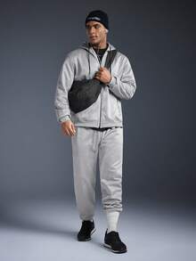 Driftmere 2 件套青少年男童新款运动休闲连帽衫套装，秋冬羊毛连帽衫 + 运动裤，时尚百搭保暖休闲装 - 淺灰色 - 查看 1