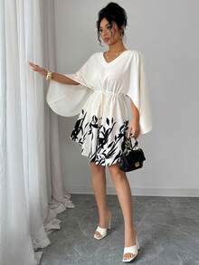 Selianne Đầm nữ cổ chữ V thắt eo, kiểu dáng thường ngày đơn giản, thích hợp cho kỳ nghỉ, đi chơi, mặc hàng ngày, mùa xuân/hè. - Nhiều màu - Xem 4