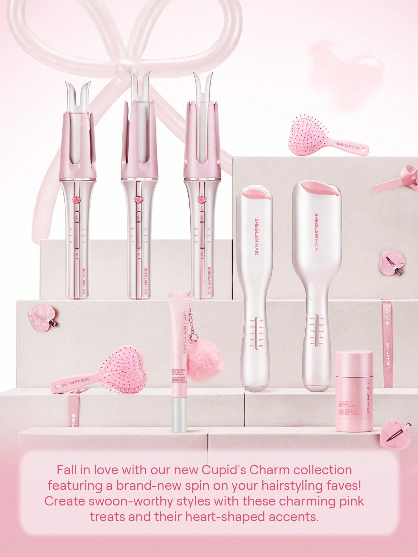 Cupid's Charm Sweet Heart Paddle Brush 8