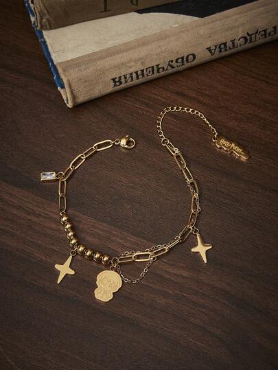 HARRY POTTER X SHEIN Adjustable Gold Pendant Cartoon Character Chain Bracelet