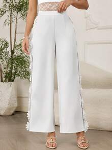 Modelyn Fashionable New Embroidered Lace White Pants For Women - White - View 3