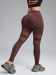 Innovista Leopard Jacquard High Waist Seamless Leggings Seamless Legg Brown Leopard Jacquard Seamless Leggings, High Waist Tummy Control, Booty Lift Sculpting Knit, Breathable Mesh Zones, High Stretch | Gym Training Yoga Pilates Athleisure Chic Leggings |  Leggings Sin Costuras Leopardo Café |  Legging Sem Costura Oncinha Marrom | Gymtok Seamless Fitness Leggings Leopard Print Leggings Workout Leggings Women Leopard Print Workout Leggings - Brown - View 12