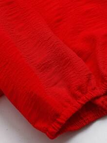 Olithes Damen Lässig Einfarbiges Off-Shoulder Kleid - Rot - Übersicht 4