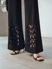 MOTF PREMIUM BLACK MINIMALIST CINCHED WAIST JUMPSUIT - Black - View 2