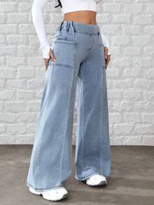 Flexra Women's Casual Loose Fit Pocket Denim Jeans