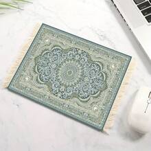 波斯地毯图案鼠标垫，带流苏的橡胶鼠标垫，办公护腕，可用作咖啡杯垫，可用作桌垫 - 彩色 - 查看 7