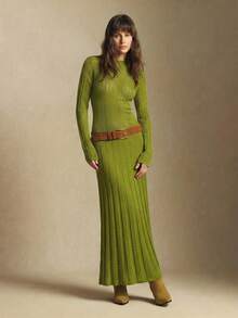 BizChic 女士菱形图案钩编褶裥下摆连衣裙，针织休闲连衣裙，适合都市通勤、商务、办公、优雅派对、约会、夏季穿着