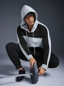 Driftmere 男士撞色羊毛休闲运动衫和裤子运动服套装，秋冬 - 黑色 - 查看 8