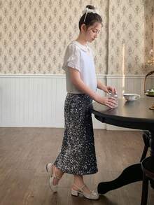 Dazy Kids Tween Girls' Fashionable Sequin Mini Skirt, Summer Party