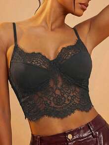 Hauture Bust Lace Cami Crop Sexy Corset Top - Grey - View 8