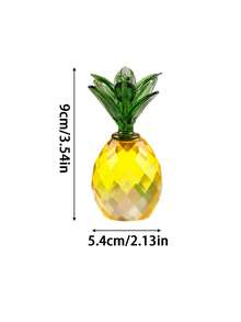 2 piezas/6 piezas Adorno de piña de cristal amarillo, figura de fruta artificial, estatua de fruta de vidrio, centro de mesa para decoración del hogar - Amarillo - Ver 3