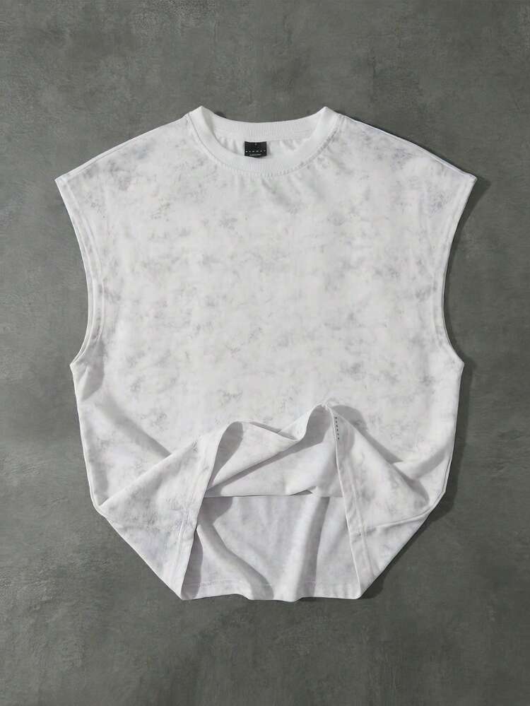 Sleeveless Tank Top With Marble Pattern