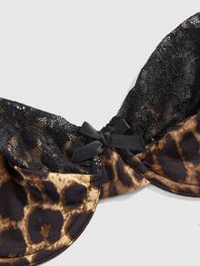 ROMWE Gothic Punk Lace Leopard Print Metal Underwire Bodysuit - Multicolor - View 3