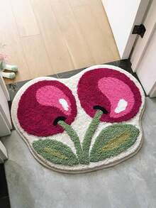 1 tấm thảm nhà tắm nhung họa tiết quả anh đào, 50x62cm (19.7x24.4 inch), mềm mại, có thể giặt máy, thảm trải cửa ra vào phòng tắm, phòng ngủ, phòng khách, nhà bếp, dày dặn, chống trượt, thấm hút tốt, mềm mại, dùng để che nắp bồn cầu, trang trí phòng tắm, phụ kiện nhà tắm, trang trí nhà bếp cho mùa tựu trường. - Nhiều màu - Xem 6