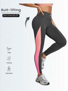 Eassivo Eassivo Women's Ombre Patchwork Tights, Yoga Pants, Fitness Leggings - Grey - View 6