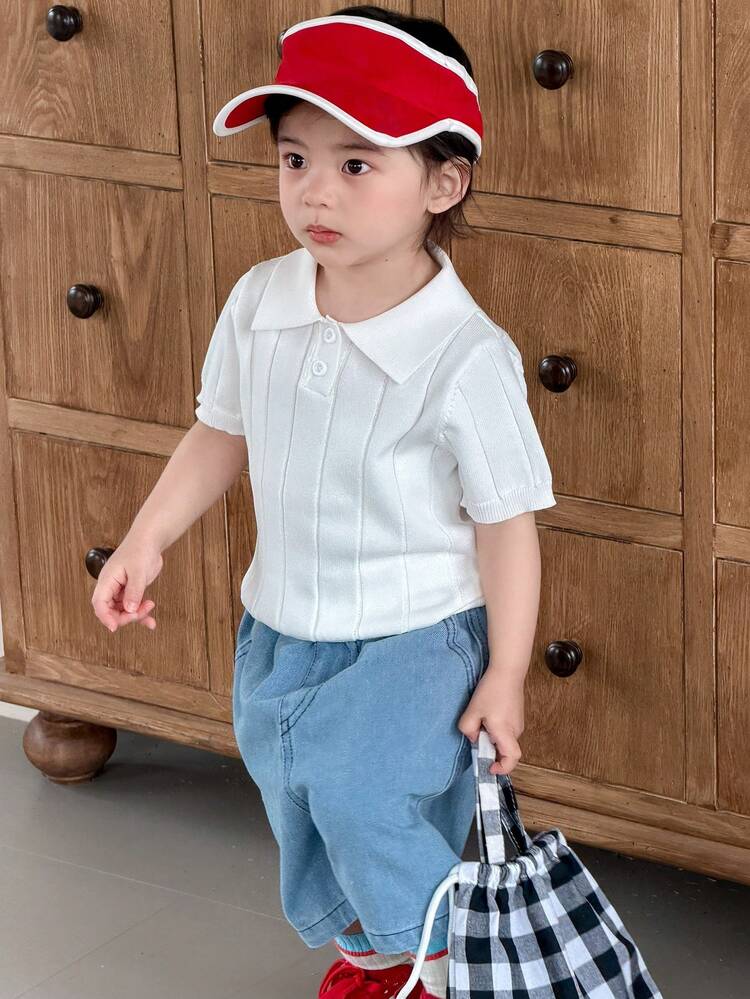 Toddler Boys' Casual Solid Color Short Sleeve Top, Spring/Summer