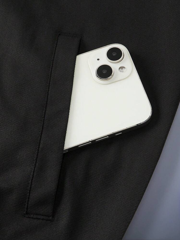 Driftmere 남성 캐주얼 야외 스포츠 재킷 및 바지 세트, 봄부터 여름까지, 봄/여름용, 편안하고 부드러운 스포츠 세트, 애슬레저 스타일, 스포티 패션 - 블랙 - 보기 8