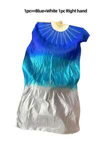 1 pieza Abanico plegable para danza del vientre, abanico de seda de doble cara con flujo extendido, abanico de gasa de degradado de color, abanico de actuación, abanico de práctica de estilo chino - Multicolor - Ver 17