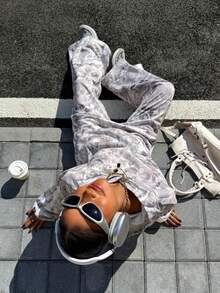 Muchica 迷彩印花针织连帽衫和运动裤套装 - 灰色 - 查看 4