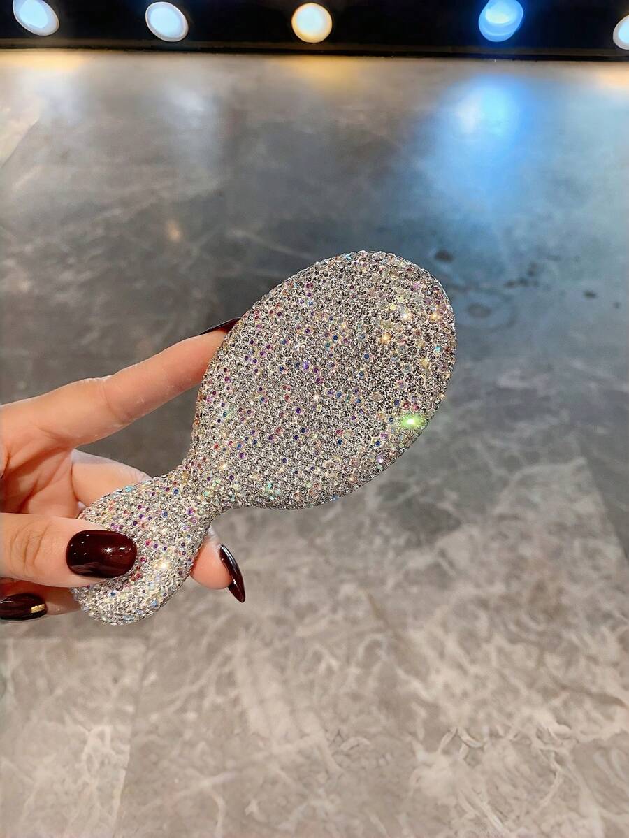 1件装女士便携式按摩发梳，镶钻气囊梳，干湿两用按摩气垫发刷造型工具 - 白色水鑽 - 查看 1