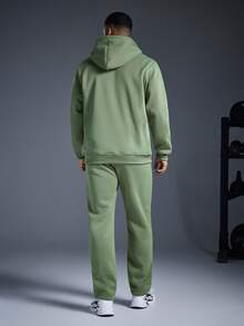 Driftmere 2件套男士休闲运动连帽运动服套装，秋冬 - 綠色 - 查看 2