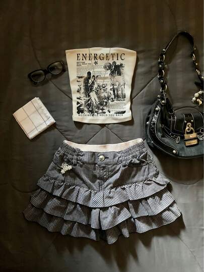 Glimmora Blusas femininas / Estampa de letras / Retrato de banda em inglês / Estampa digital / Retrô / Blusas femininas sem alças / Blusas casuais, simples e estilosas / Regata sem alças estilo anos 2000, modelagem justa, estilo primavera/verão