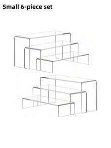 Giá trưng bày, 3/6 chiếc hình chữ nhật bằng acrylic trong suốt, thích hợp để trưng bày đồ sưu tầm, giày dép, trang sức, tượng nhỏ, bánh ngọt, kẹo, đồ trang trí bàn tráng miệng, nhà bếp. - Nhiều màu - Xem 8