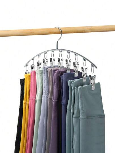 1 pieza Percha de ropa, Estante colgante giratorio, Percha curvada ahorradora de espacio para pantalones de yoga y mallas - Organizador de armario con 10 pinzas, Percha de pantalones y calcetines para tiendas de ropa, Día de San Valentín, Boda de San Valentín, Cumpleaños