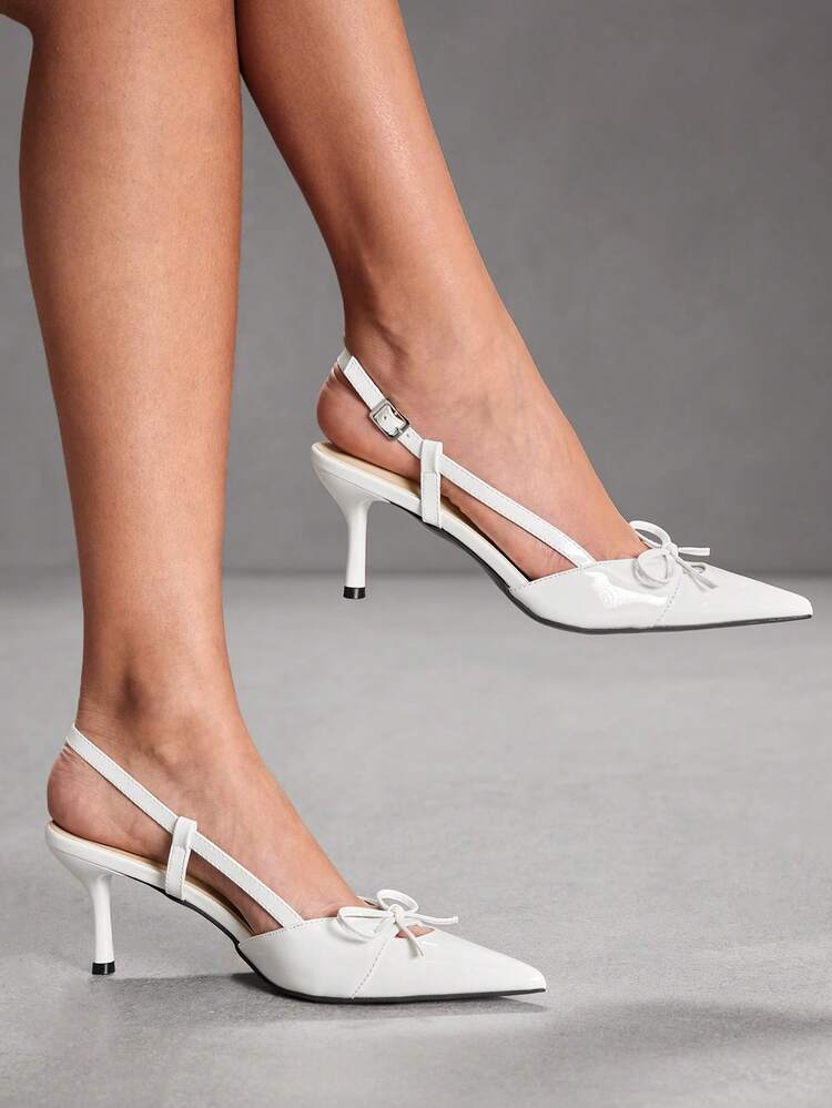 CUCCOO SZL European And American Style Women's High Heels Closed Toe Sandals 2026 Spring And Summer New Pointed Bow Commuter Stiletto Shoes