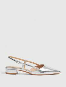 CUCCOO SZL Women's Pointed Toe Buckle Design Casual Fashionable Flat Shoes - Silver - View 8