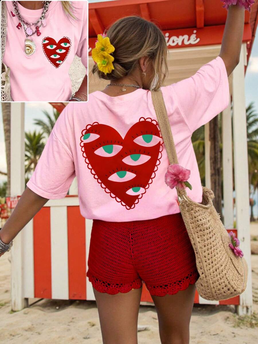 DrmWander T-shirt femme, t-shirt à manches courtes graphique de style casual de rue, Top d'été mignon