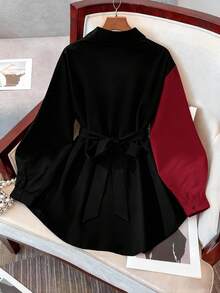 GlowEve CURVE Chemise à manches longues décontractée avec boutons et blocs de couleurs, grande taille, automne - Multicolore - Voir 2