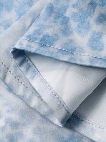 DAZY Conjunto de camisa de manga larga con botones y pantalones con estampado completo para niña preadolescente - Azul - Ver 3
