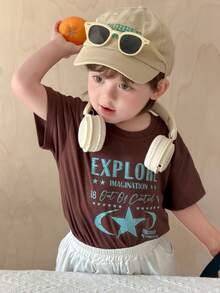 DAZY 男童休闲街头风圆领短袖上衣 - 咖啡棕 - 查看 5