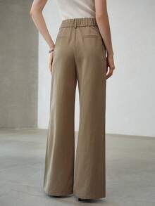 MOTF PREMIUM WOMEN'S CASUAL HIGH-WAISTED SLIMMING WIDE-LEG PANTS - Green - View 3