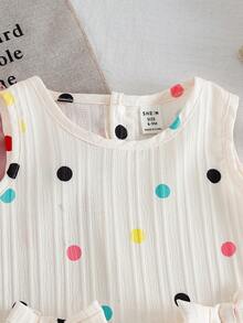 SHEIN 2pcs/Set Baby Girl Casual Cute Bow Sleeveless Top And Pants Set - Pink - View 6