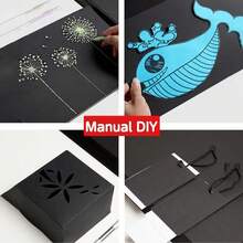 20 Sheets Of Black Cardboard, A4 Thick Hard Handmade Paper, Children's Kindergarten Handmade Graffiti Painting Photo Album, Cover Paper, Painting Art Paper, Hard Cardboard, A3 Large Sheet Cover Back To School - Black - View 5