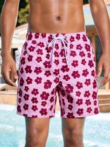 Manfinity VDAYZ 男士印花抽绳腰带沙滩短裤 - 彩色 - 查看 4