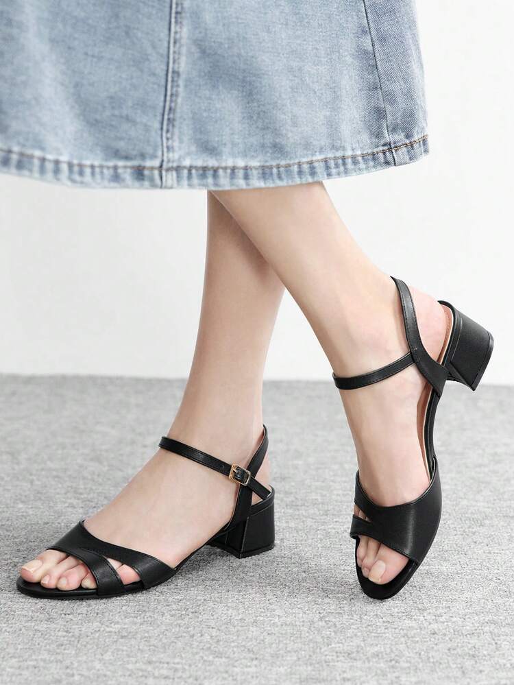 CUCCOO BIZCHIC Women's Simple Round Toe Thick Heel High Heel Sandals