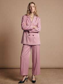 Maija Quần nữ dáng rộng, màu trơn, cạp chun, kiểu dáng thường ngày, màu hồng cho mùa thu và ngày lễ tình nhân. - Hồng - Xem 1