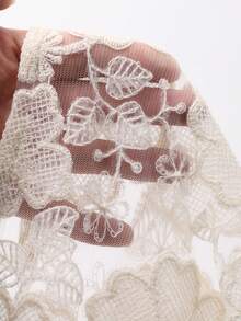 Livesso 女士性感蕾丝透视上衣，适合夏季度假 - 杏色 - 查看 7