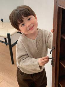 DAZY Sweater Lengan Panjang 2 in 1 Warna Kontras untuk Bayi Laki-laki, Musim Gugur/Musim Dingin untuk Balita - Aprikot - View 2