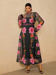 Travachic Plus Size Romantic Elegant Knit Dress - Multicolor - View 5