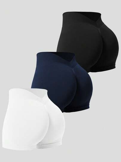 Easithlete 3 st. slim fit sömlösa sport shorts med V-midja