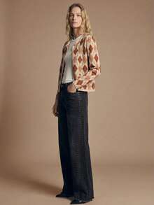 Maija Áo khoác cardigan nữ họa tiết hình thoi nhiều màu, kiểu dáng cơ bản phù hợp cho công sở, thanh lịch và thời trang, thích hợp cho văn phòng và trường học. - Nhiều màu - Xem 1