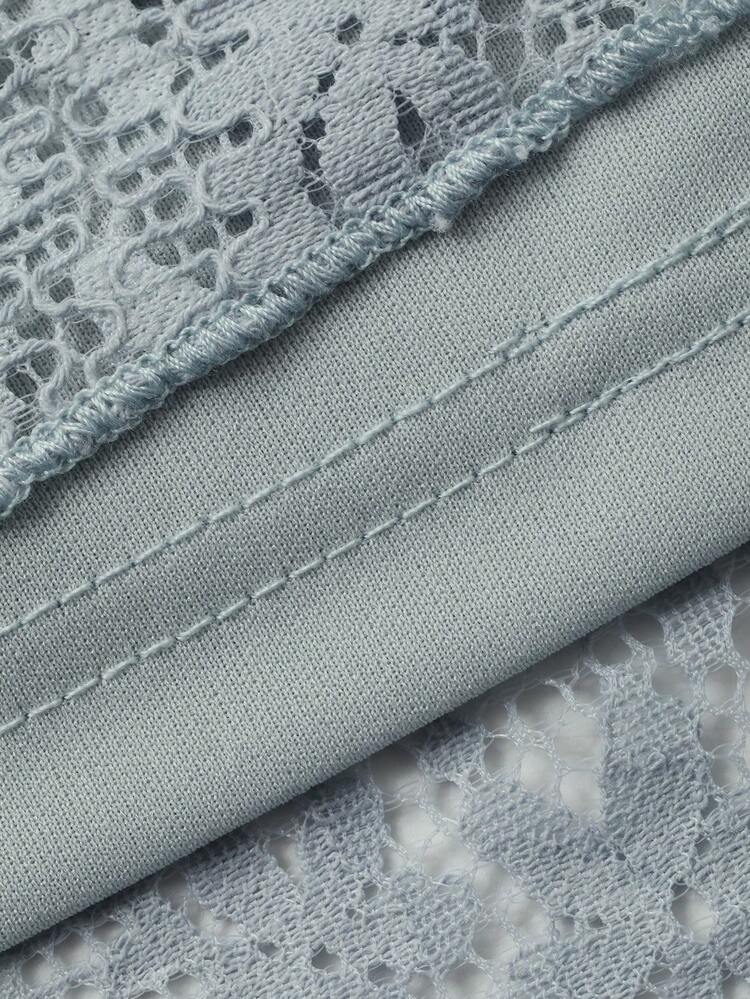 Spring/Summer Elegant Lace Blouse And Skirt Set, Romantic, Wedding, Casual, Work Outfit For Women